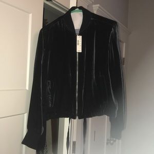 Brand New Navy velvet bomber